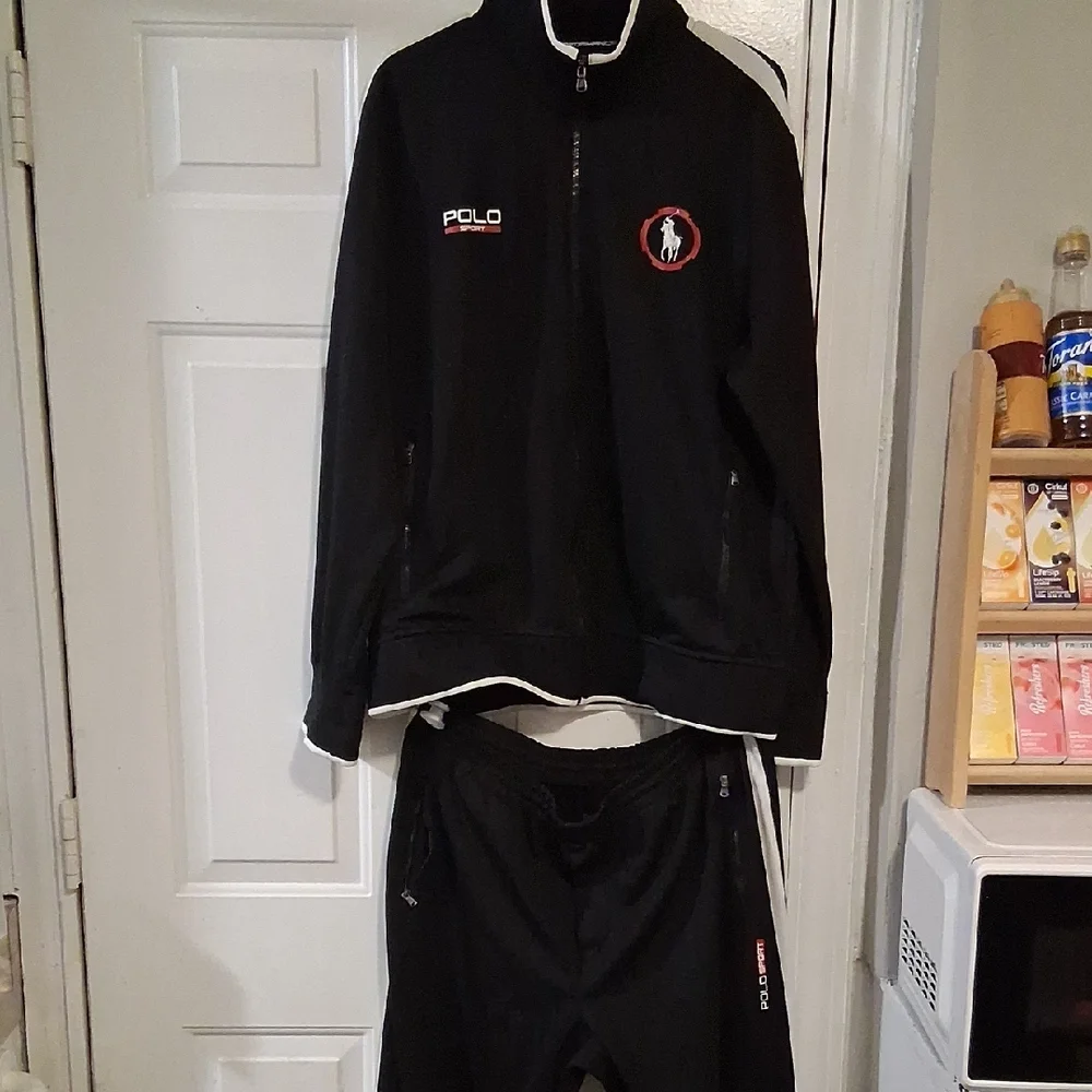 Polo Sport Ralph Lauren Black With White Strip Track Suit - Picture 1 of 10